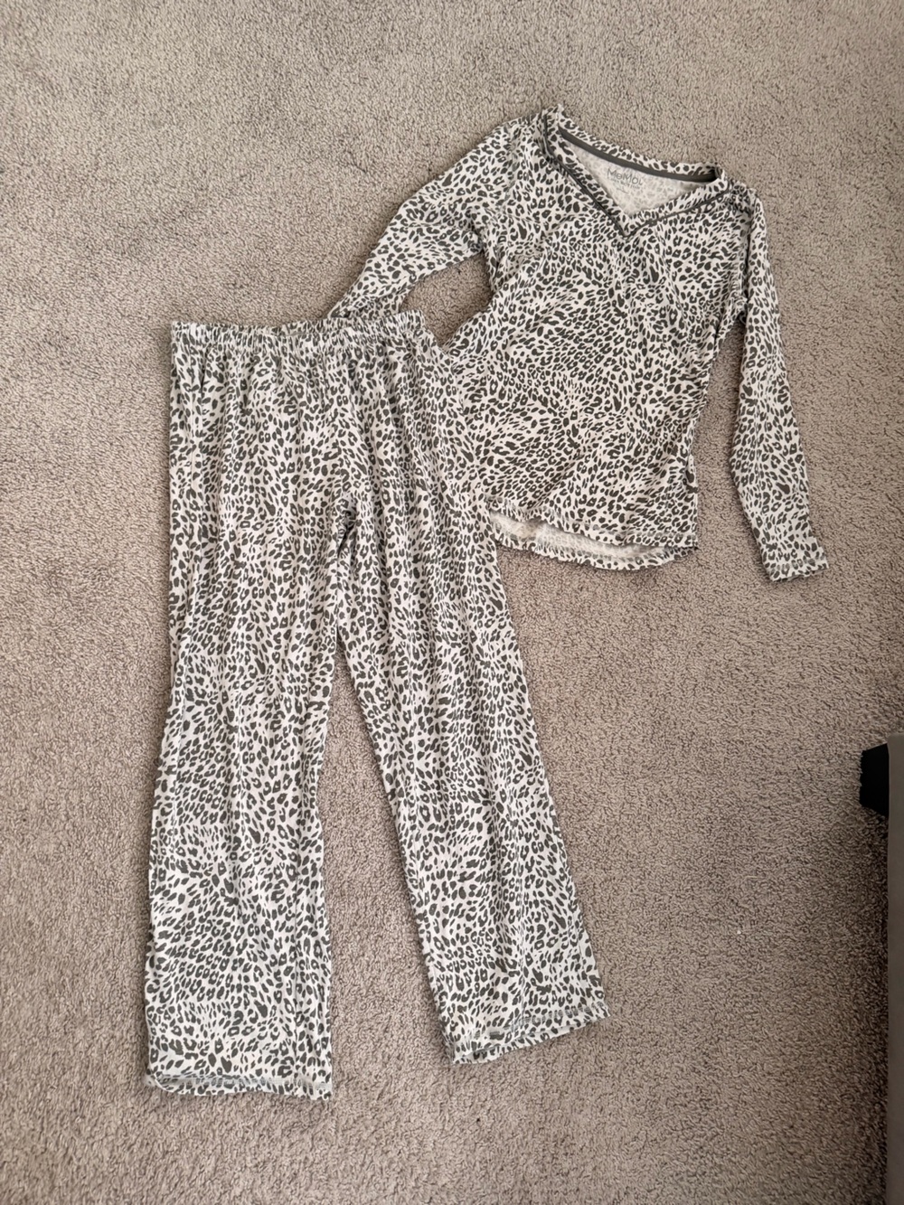 Leopard-Print Cream and Black Long-Sleeve Jumpsuit